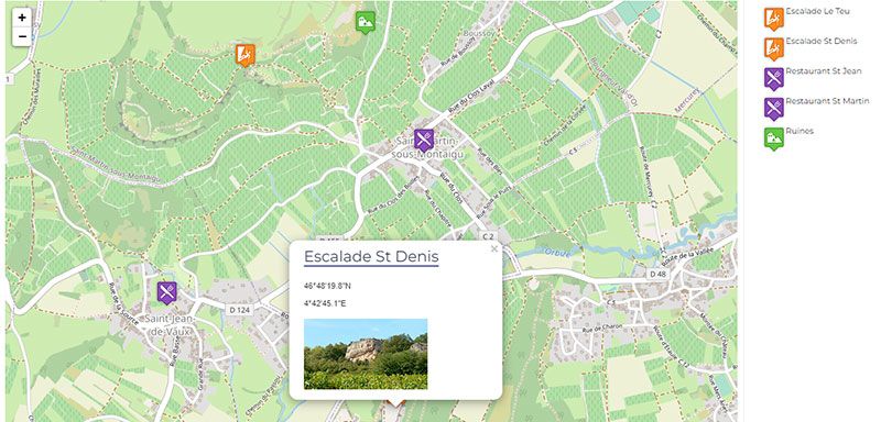 Exemple de site avec zones cliquables sur une carte