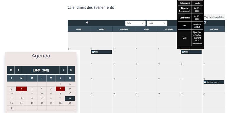 Exemple site gestion d'événements Joomla