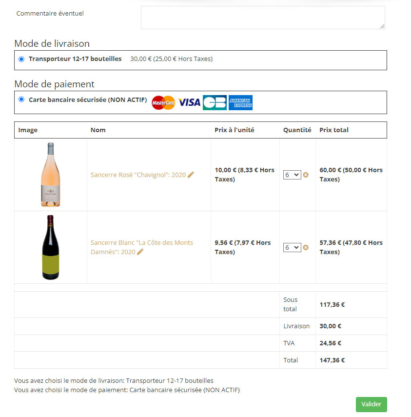 commande hikashop