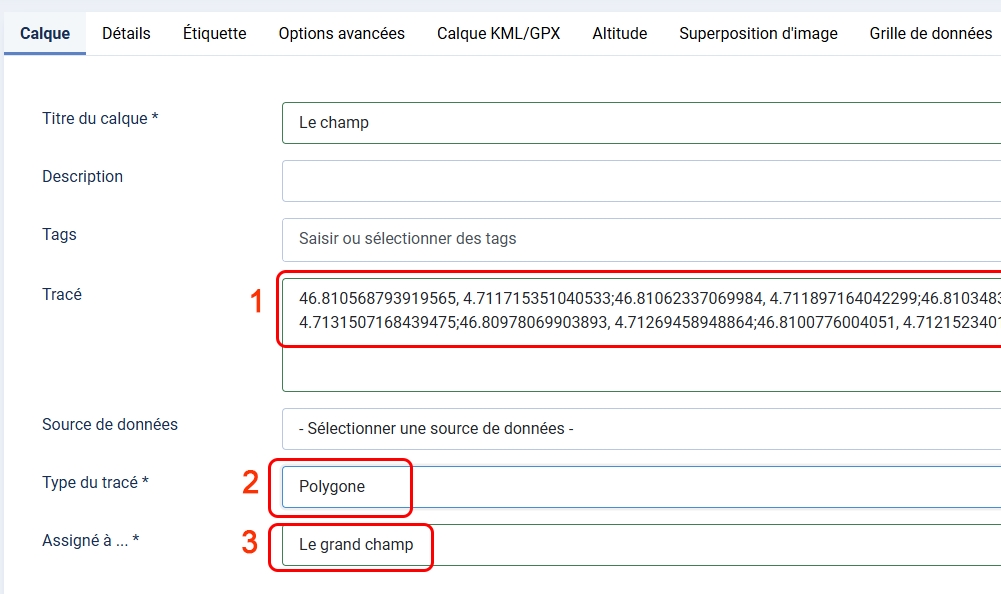 carte Joomla avec calque périmètre polygone
