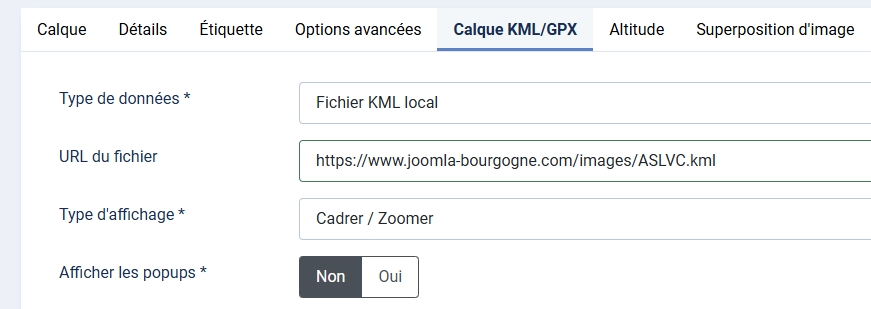 carte joomla import fichier GPX KML