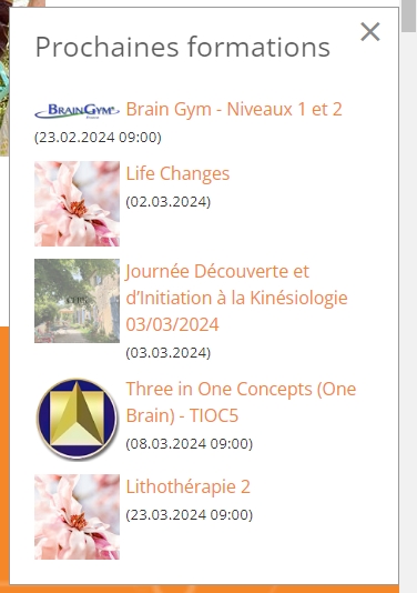 Event Booking prochains evenements module vertical