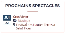 prochains spectacles categorie musique