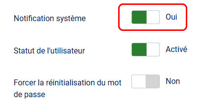flux de travail utilisateur notification