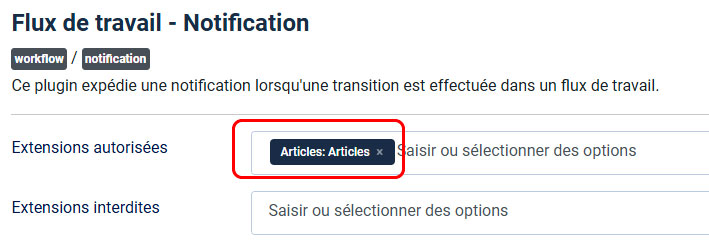 plugin flux de travail notification