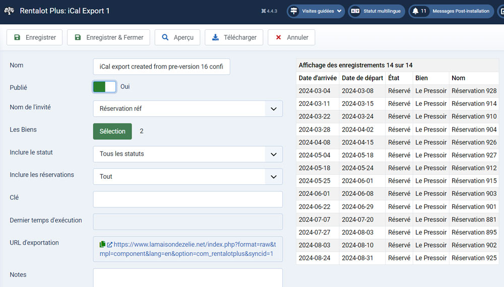 Solution de gestion des réservations export ICAL