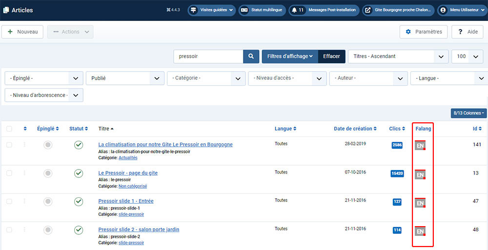 gestion traductions joomla falang liste articles