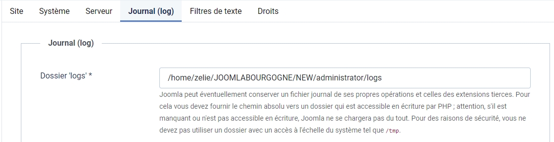 logs événements Joomla4