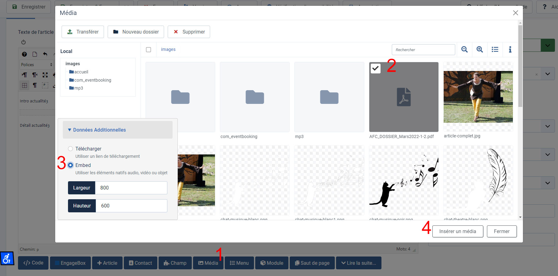joomla4 inserer visionneuse PDF