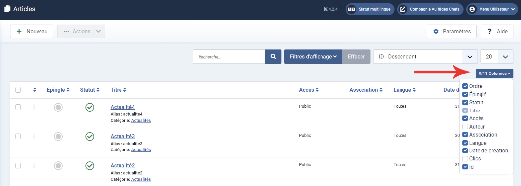 joomla4 liste articles