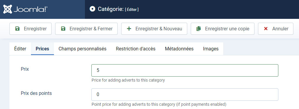 prix par categorie