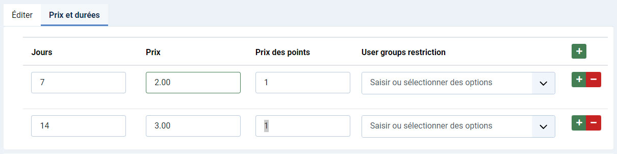 promotions prix