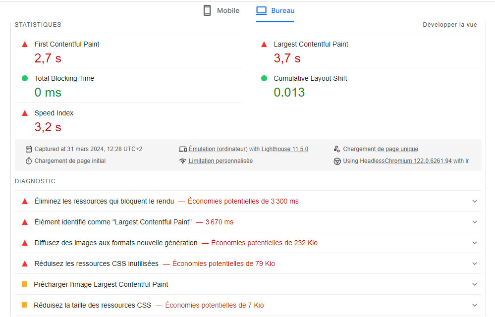 page speed insight analyses performances SEO mobile et desktop