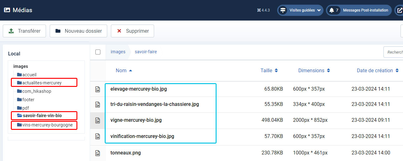 referencement nom dossiers et images