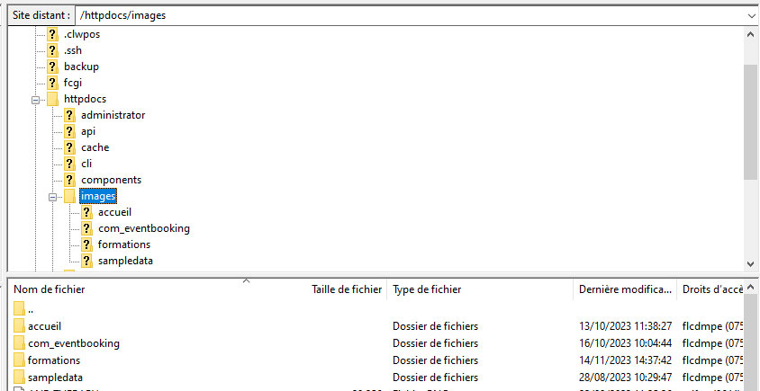 exemple arborescence site Filezilla