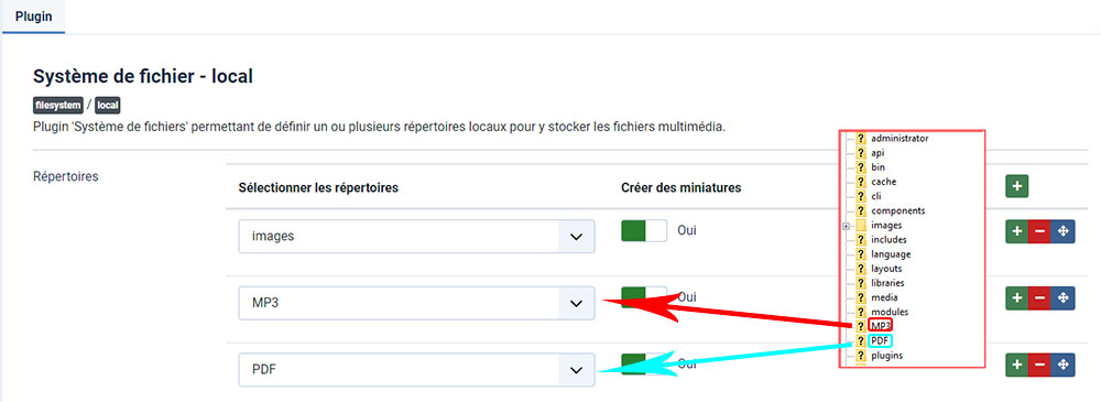 gestion medias Joomla4 - PDF, videos, mp3