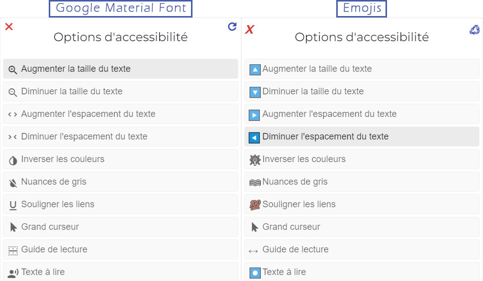 joomla4 accessibilite barre icones