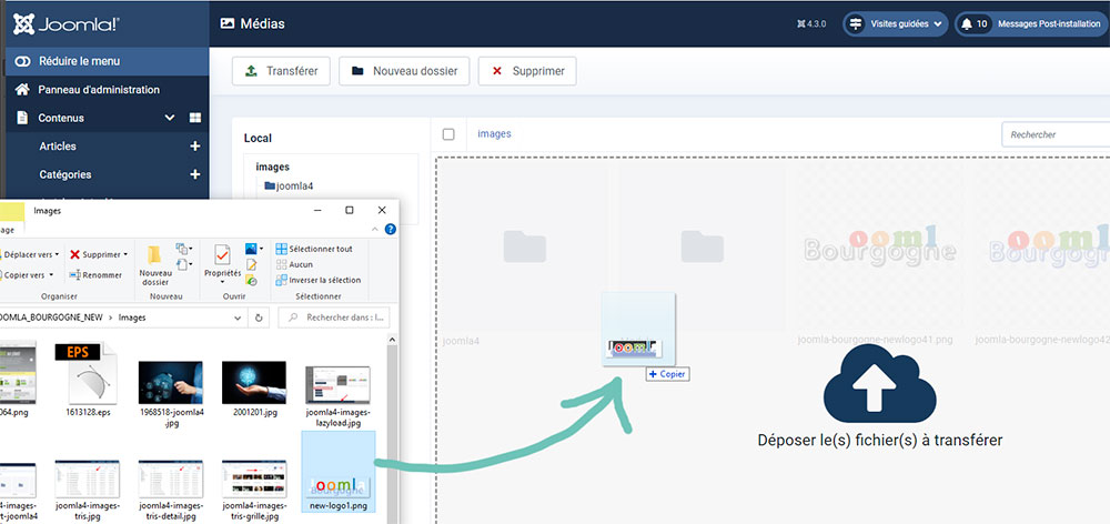 joomla4 gestion images drag drop