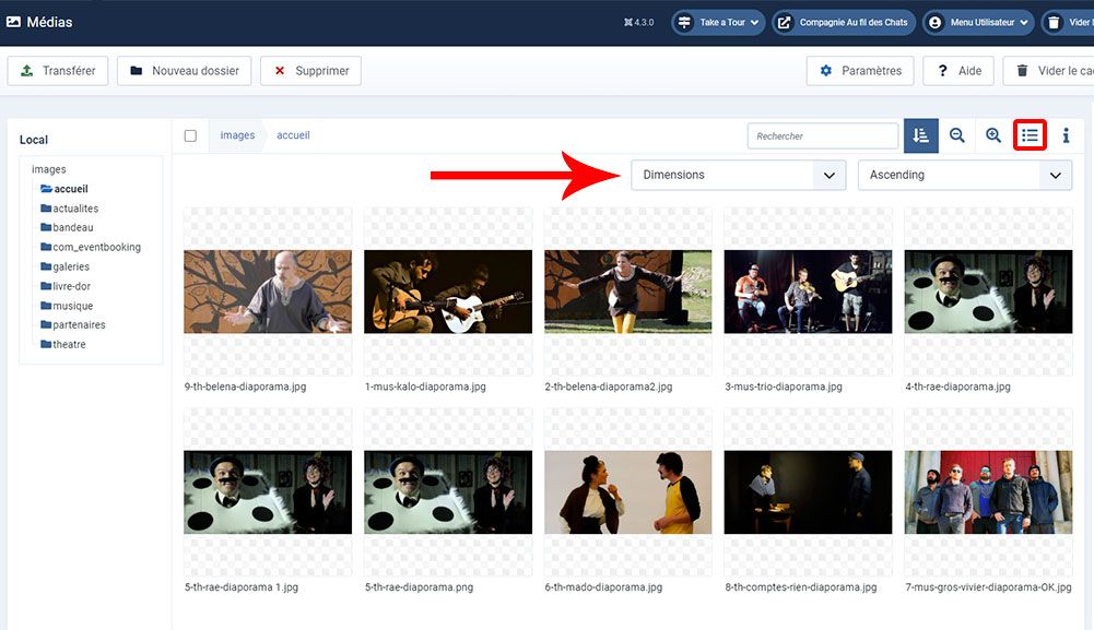 Joomla4 tris des images dans le gestionnaire de médias