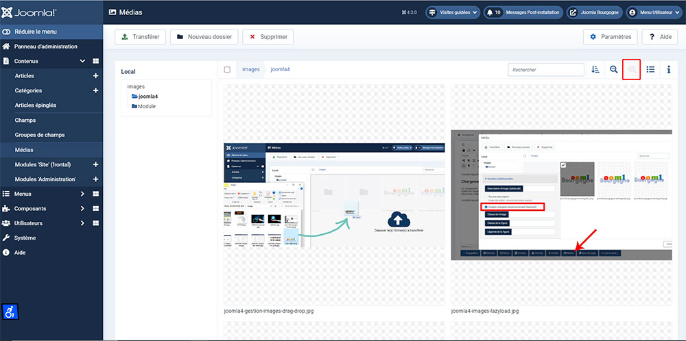Joomla4 - gestionnaire image - taille vignettes