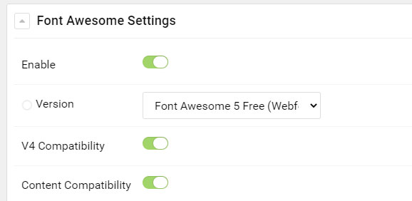 fontAwesome settings