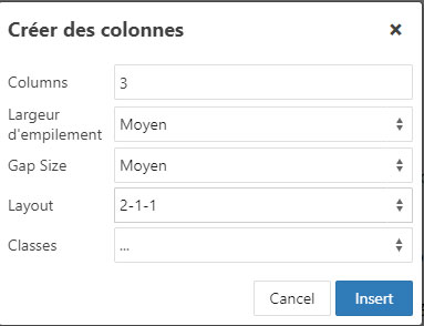 colonnes jce pro parametrage