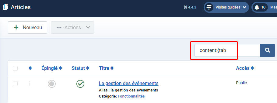 recherche contenu articles tag