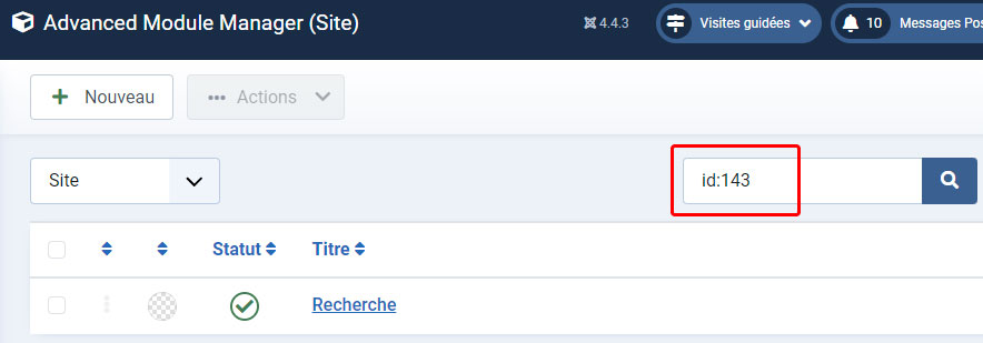 recherche id module