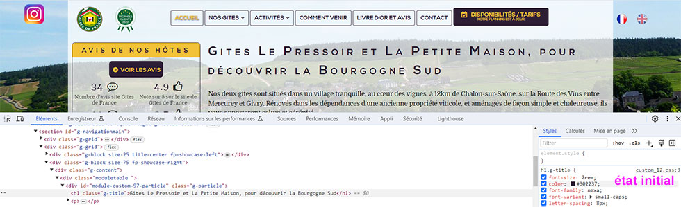 Console Chrome ajustements css